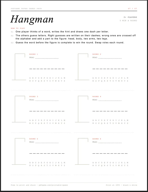 Hangman printable