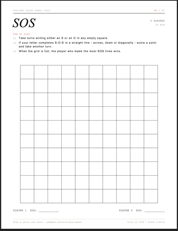 SOS printable